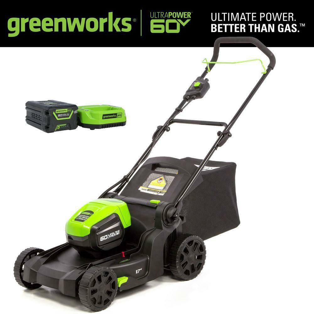 PRO 17 in. 60-Volt Battery Cordless Lawn Mower 4.0 Ah Battery Charger