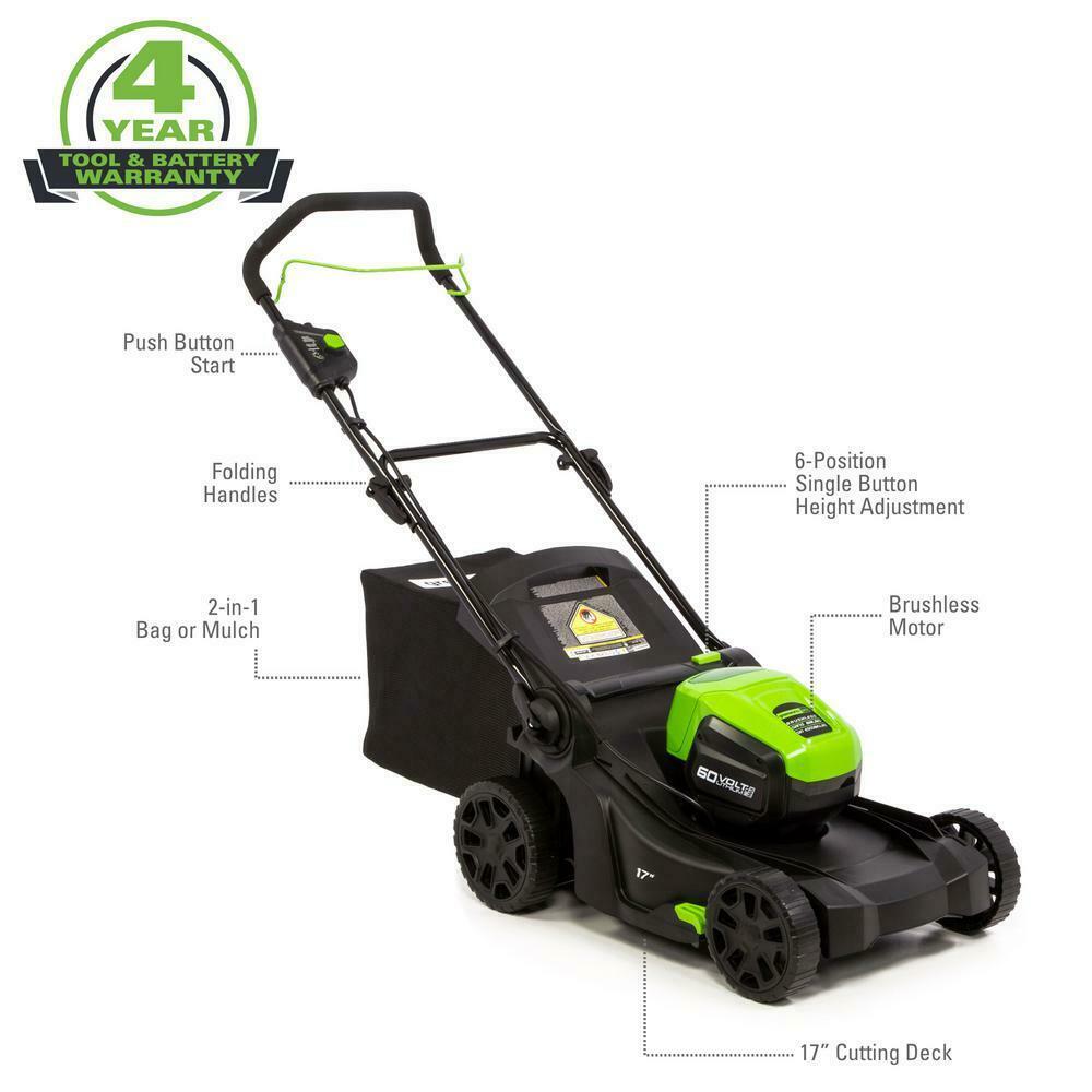 PRO 17 in. 60-Volt Battery Cordless Lawn Mower 4.0 Ah Battery Charger
