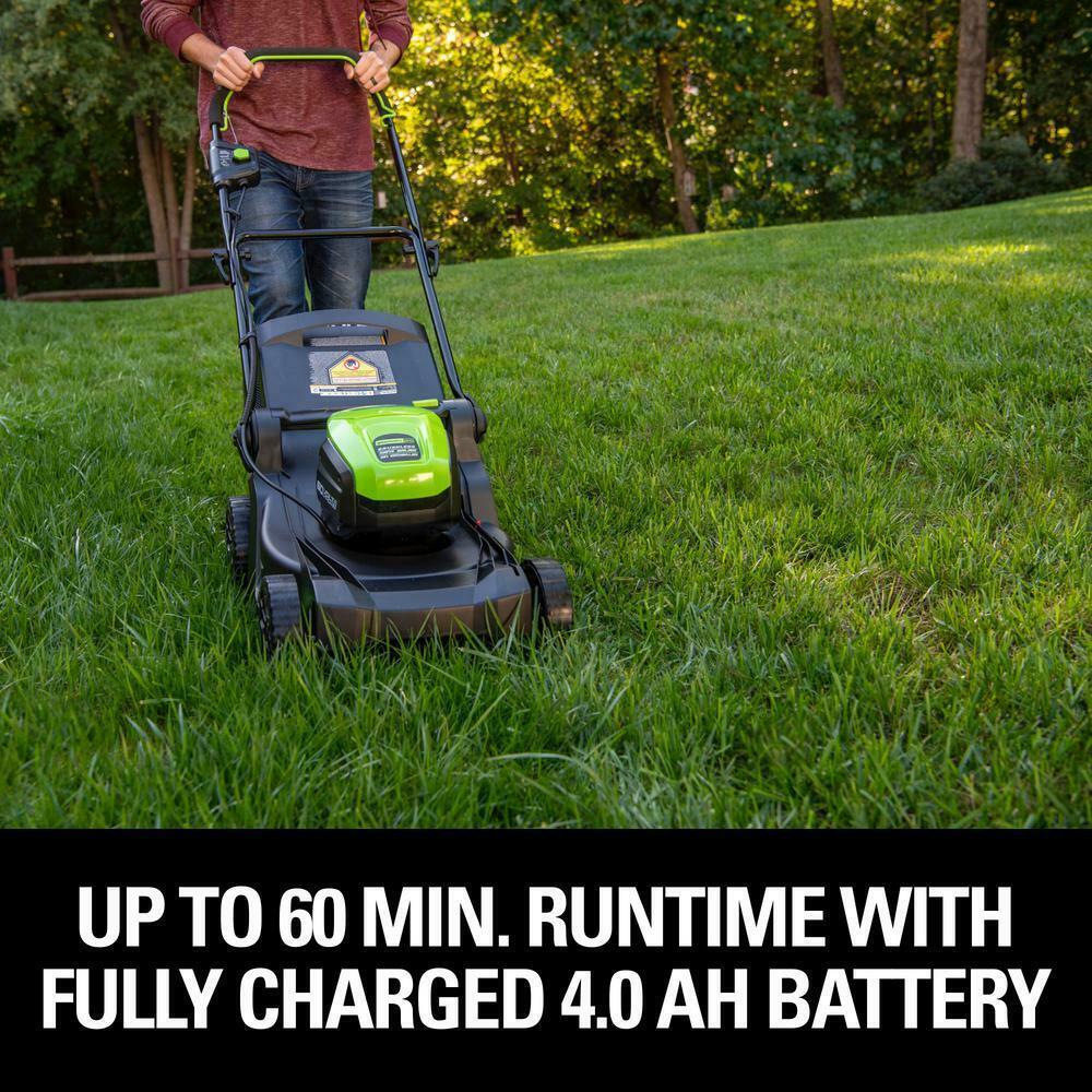 PRO 17 in. 60-Volt Battery Cordless Lawn Mower 4.0 Ah Battery Charger