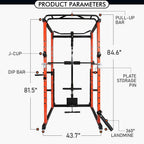 RitFit 1000LB Capacity Power CaRack with Lat pull down, J-hook,  Pulley system, Squat Rack with Landmine, Safety Bar and Power Rack Exercise Ebook
