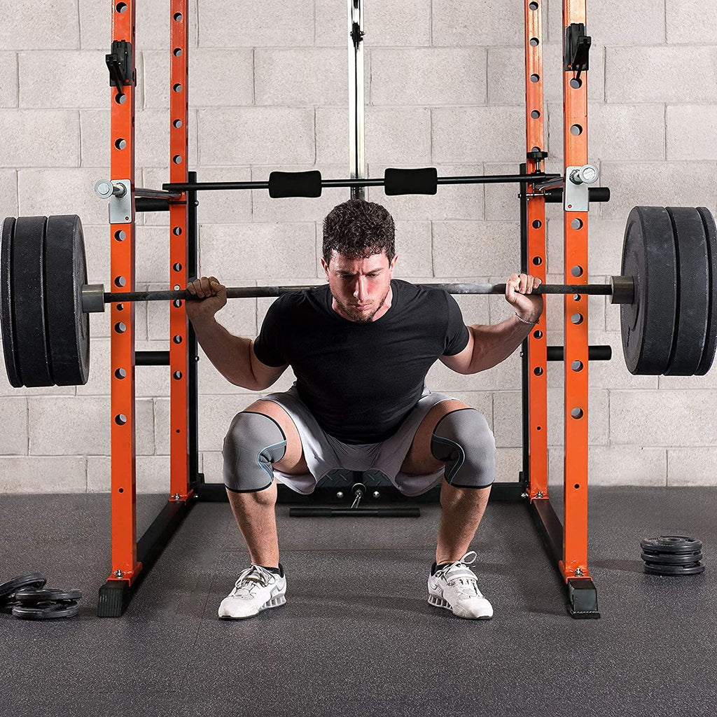 RitFit 1000LB Capacity Power CaRack with Lat pull down, J-hook,  Pulley system, Squat Rack with Landmine, Safety Bar and Power Rack Exercise Ebook