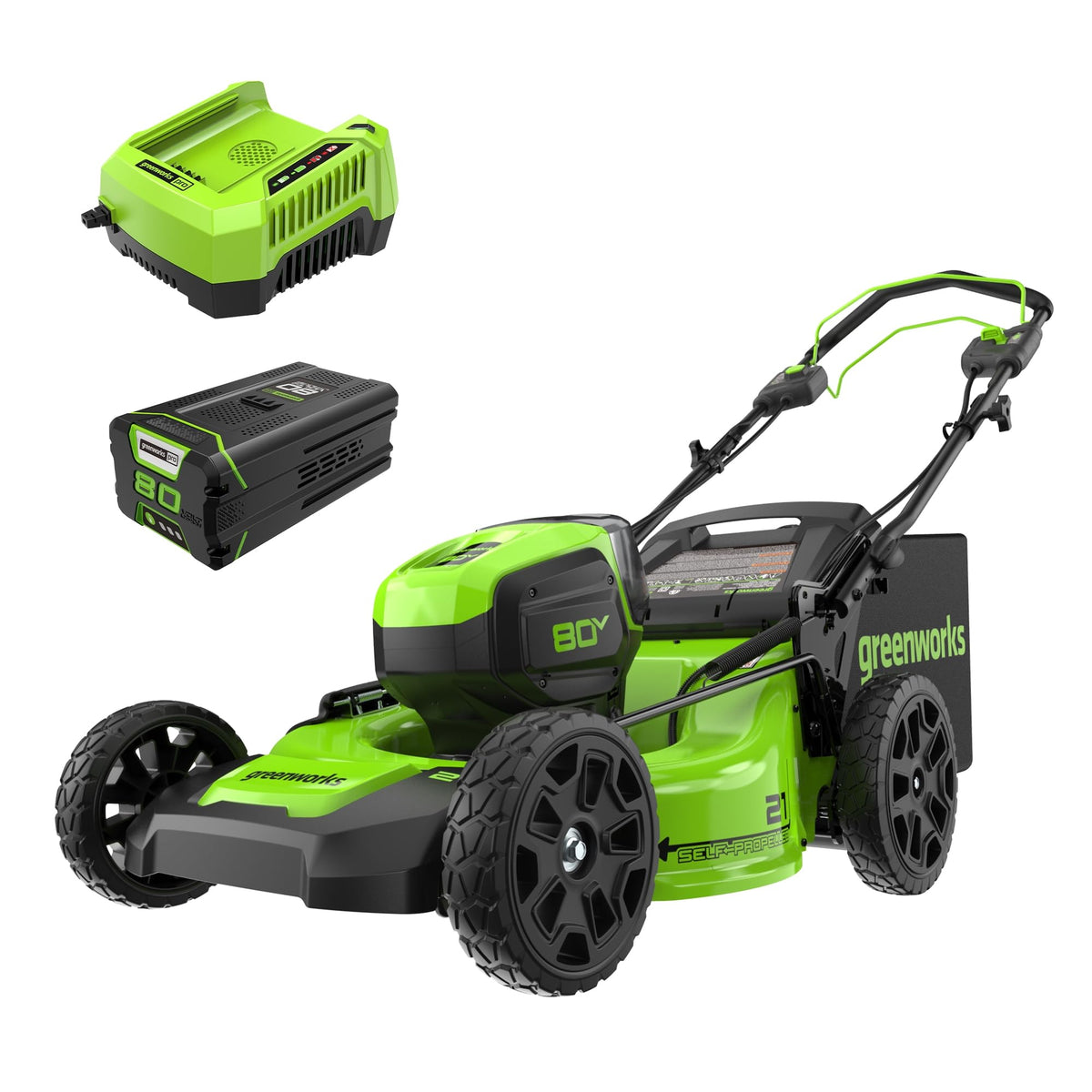 80V 21" Brushless Cordless (Self-Propelled) Lawn Mower (75+ Compatible Tools), 4.0Ah Battery and 60 Minute Rapid Charger Included