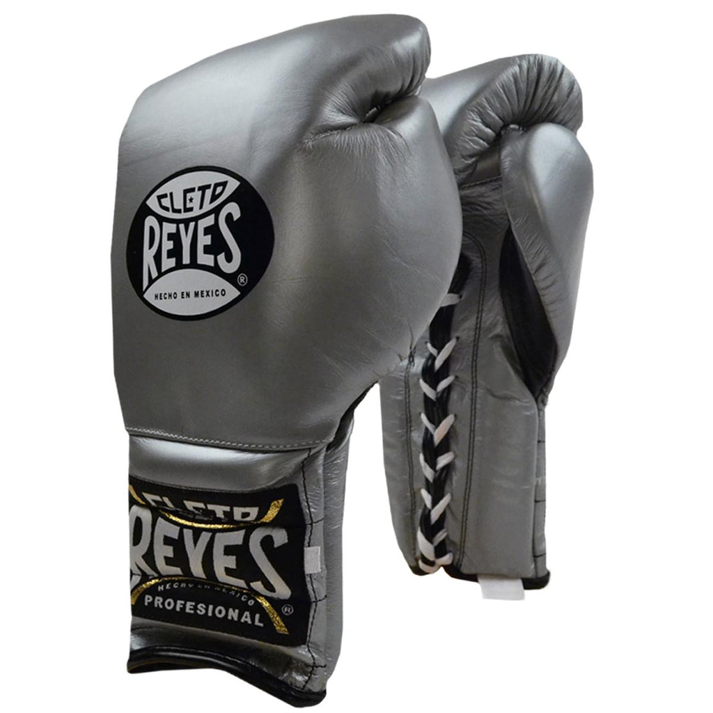 Cleto Reyes Traditional Lace Up Training Boxing Gloves - 14 oz. - Silver