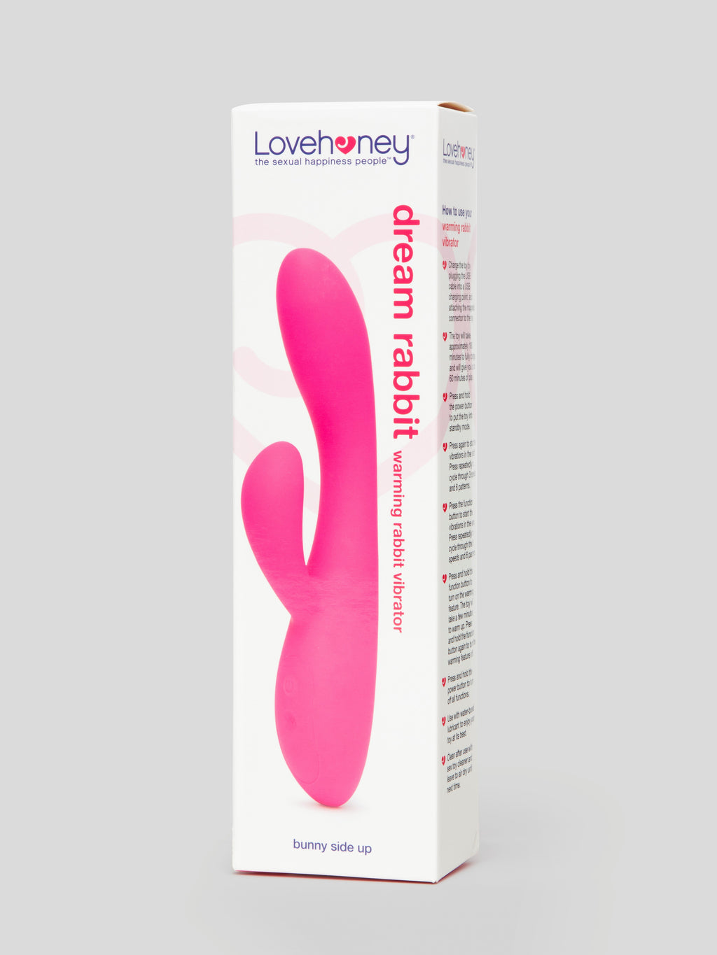 Lovehoney Dream Rabbit Rechargeable Silicone Warming Vibrator, Pink