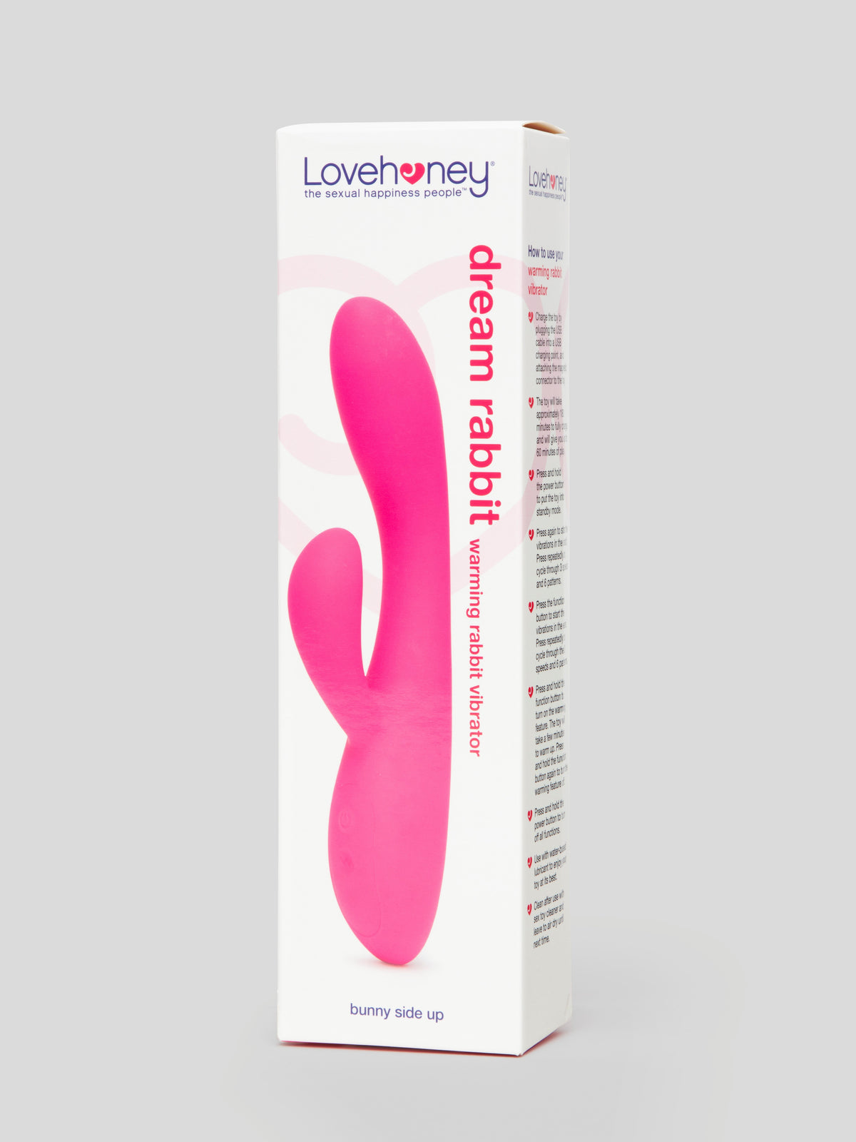 Lovehoney Dream Rabbit Rechargeable Silicone Warming Vibrator, Pink