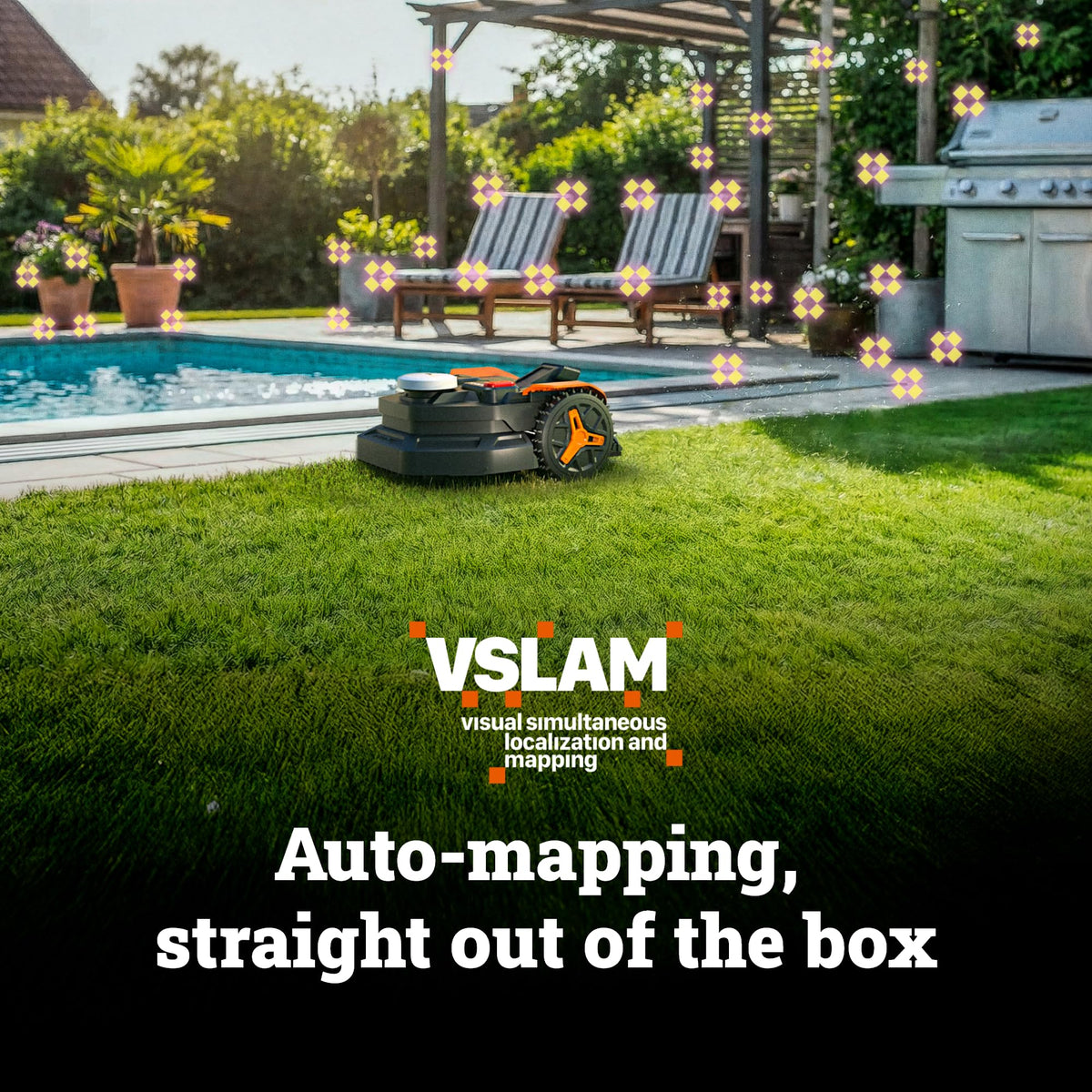 Landroid Vision Cloud Robot Lawn Mower, No Perimeter Wire Robot Mower for 1/2 Acre, WR320 + Lawn Mower Garage, WA0828 + Long-Life Robotic Lawn Mower Blades, WA0720