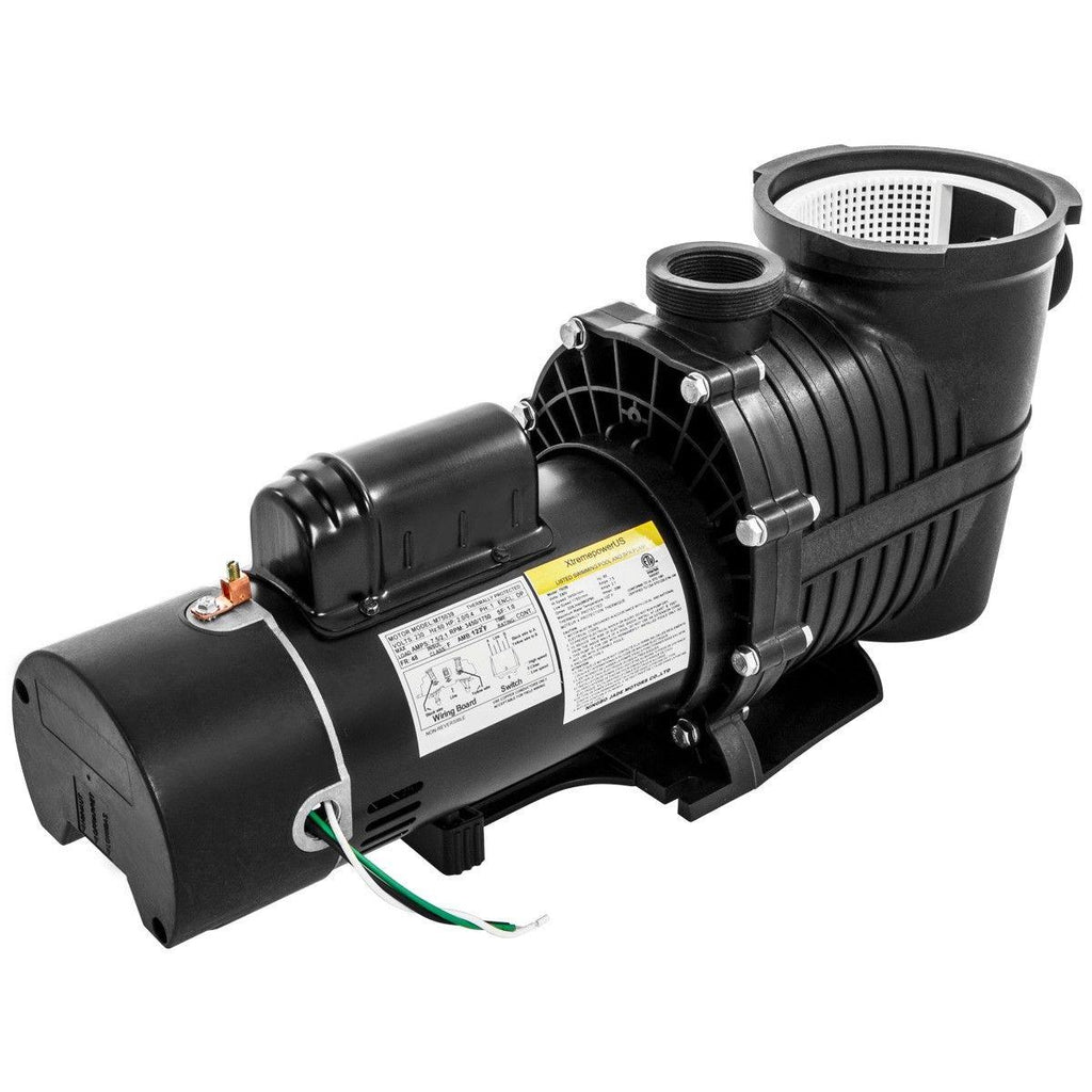 xtremepowerus 2hp pool pump in/aboveground 5850gph, with strainer 230v 1.5" ul