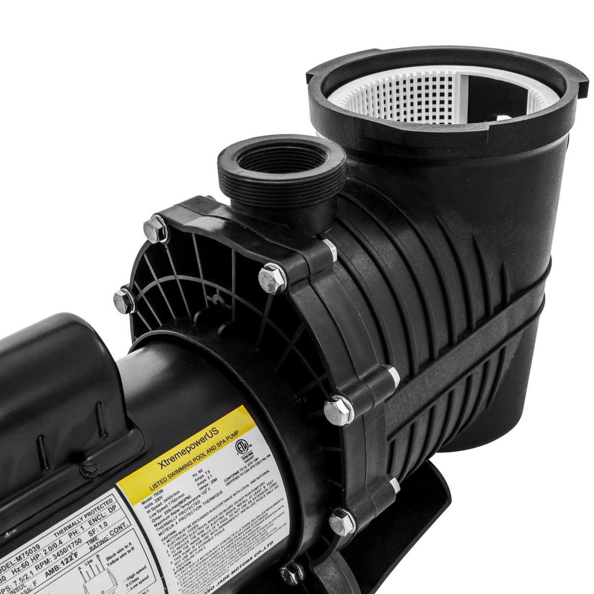 xtremepowerus 2hp pool pump in/aboveground 5850gph, with strainer 230v 1.5" ul