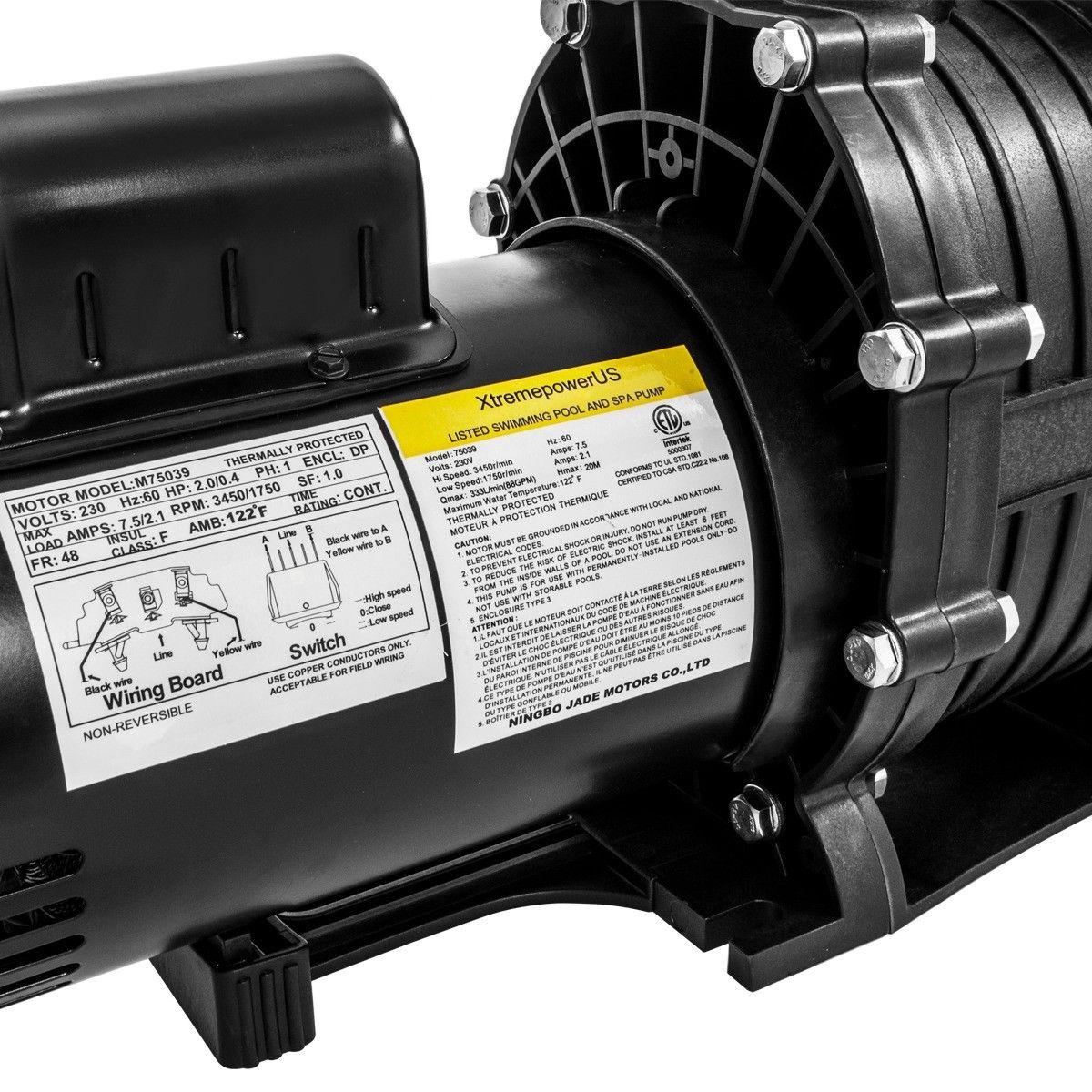 xtremepowerus 2hp pool pump in/aboveground 5850gph, with strainer 230v 1.5" ul