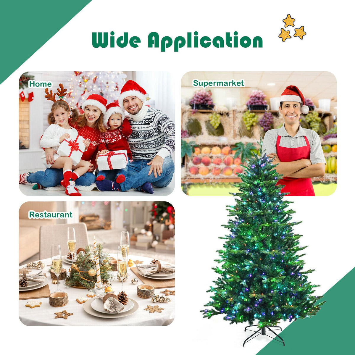 8ft App-Controlled Pre-lit Christmas Tree w/ 15 Modes Multicolor Lights