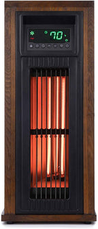 Lifesmart Infrared Tower Heater with Triple Oversized Infrared Elements, Multiple Comfort Settings, Wood Cabinet and Full Function Remote