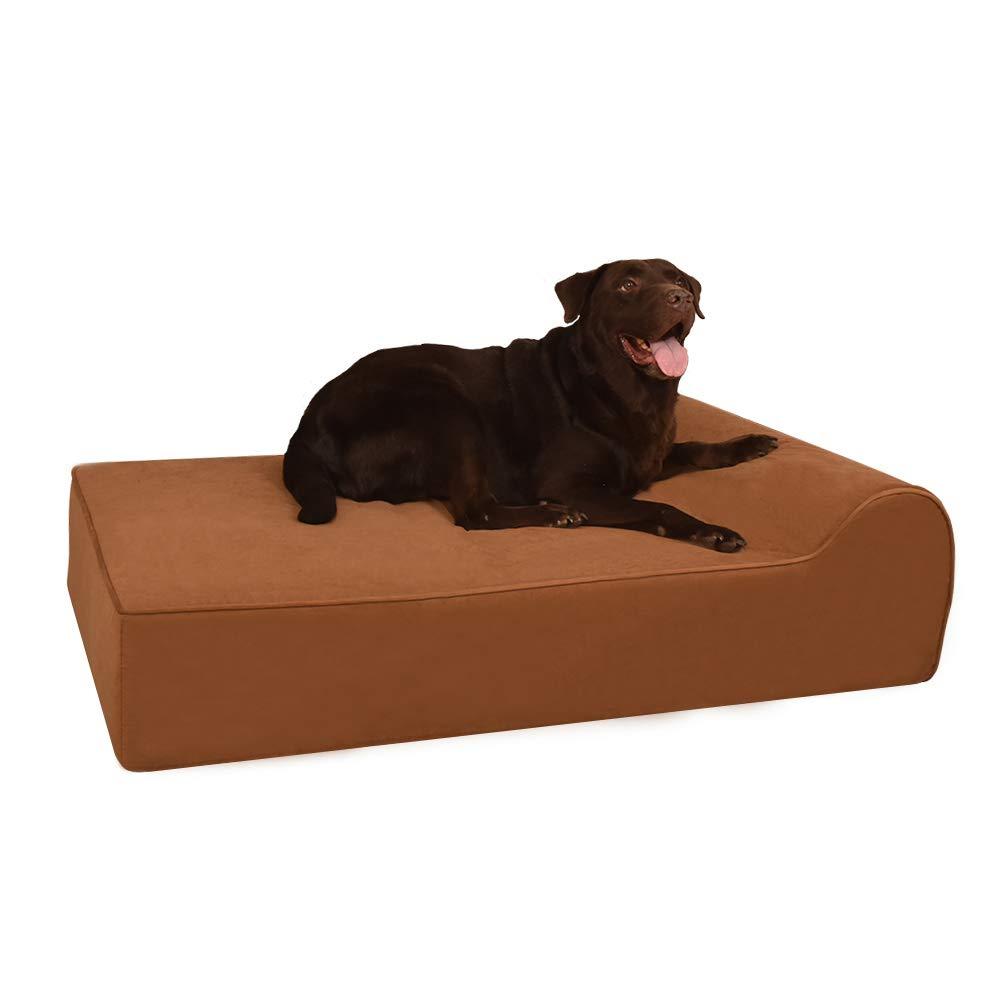 Wisita 7.8-inch LarOrthopedic Dog Bed with Removable Cover Waterproof Pet Bed with High-Density Memory Foam Mattress Anti-Slip Dog Couch for Medium and LarDogs(Headrest Edition)