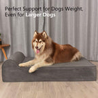 Wisita 7.8-inch LarOrthopedic Dog Bed with Removable Cover Waterproof Pet Bed with High-Density Memory Foam Mattress Anti-Slip Dog Couch for Medium and LarDogs(Headrest Edition)