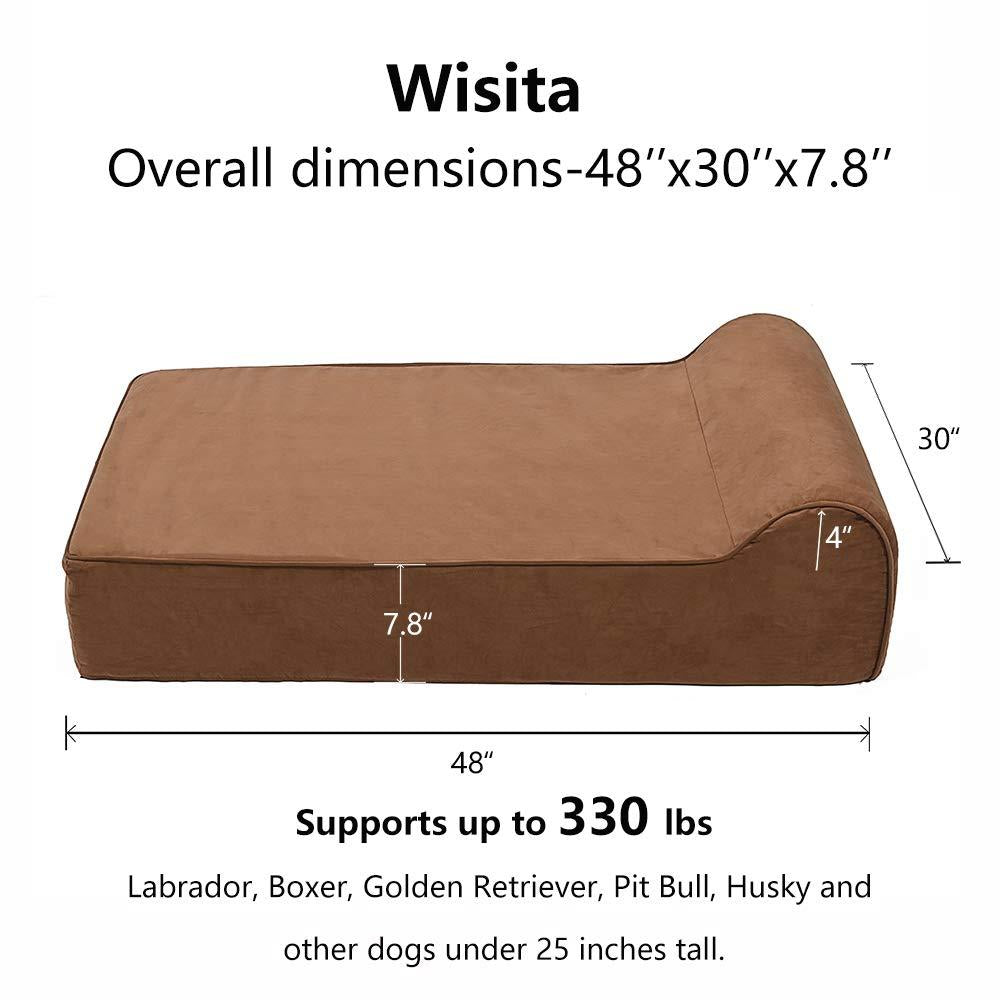 Wisita 7.8-inch LarOrthopedic Dog Bed with Removable Cover Waterproof Pet Bed with High-Density Memory Foam Mattress Anti-Slip Dog Couch for Medium and LarDogs(Headrest Edition)