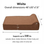 Wisita 7.8-inch LarOrthopedic Dog Bed with Removable Cover Waterproof Pet Bed with High-Density Memory Foam Mattress Anti-Slip Dog Couch for Medium and LarDogs(Headrest Edition)