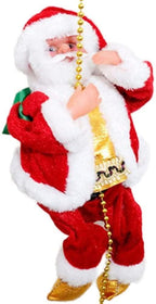 J.SCT-5 Climbing Santa Claus,Plush Doll Christmas Tree Hanging Decoration,Santa Climbing Rope Ladder with Music,On Ladder with Lights Ornaments