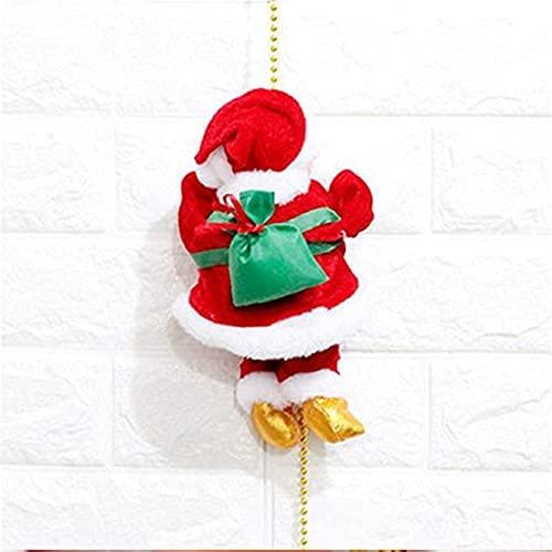 J.SCT-5 Climbing Santa Claus,Plush Doll Christmas Tree Hanging Decoration,Santa Climbing Rope Ladder with Music,On Ladder with Lights Ornaments
