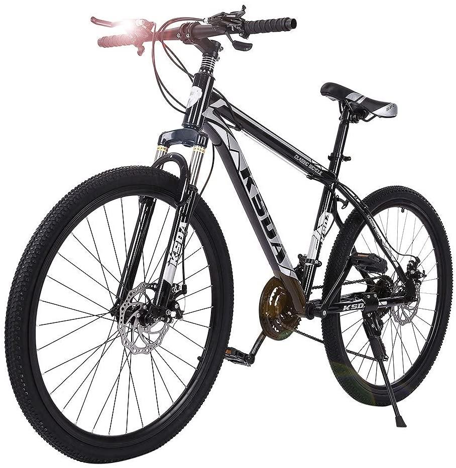 26''Mountain Bike for Adults,MXXJJ Lightweight 21 Speeds Mountain Road Bicycles,Carbon Steel Frame,Dual Disc Brake,Shock-Absorbing