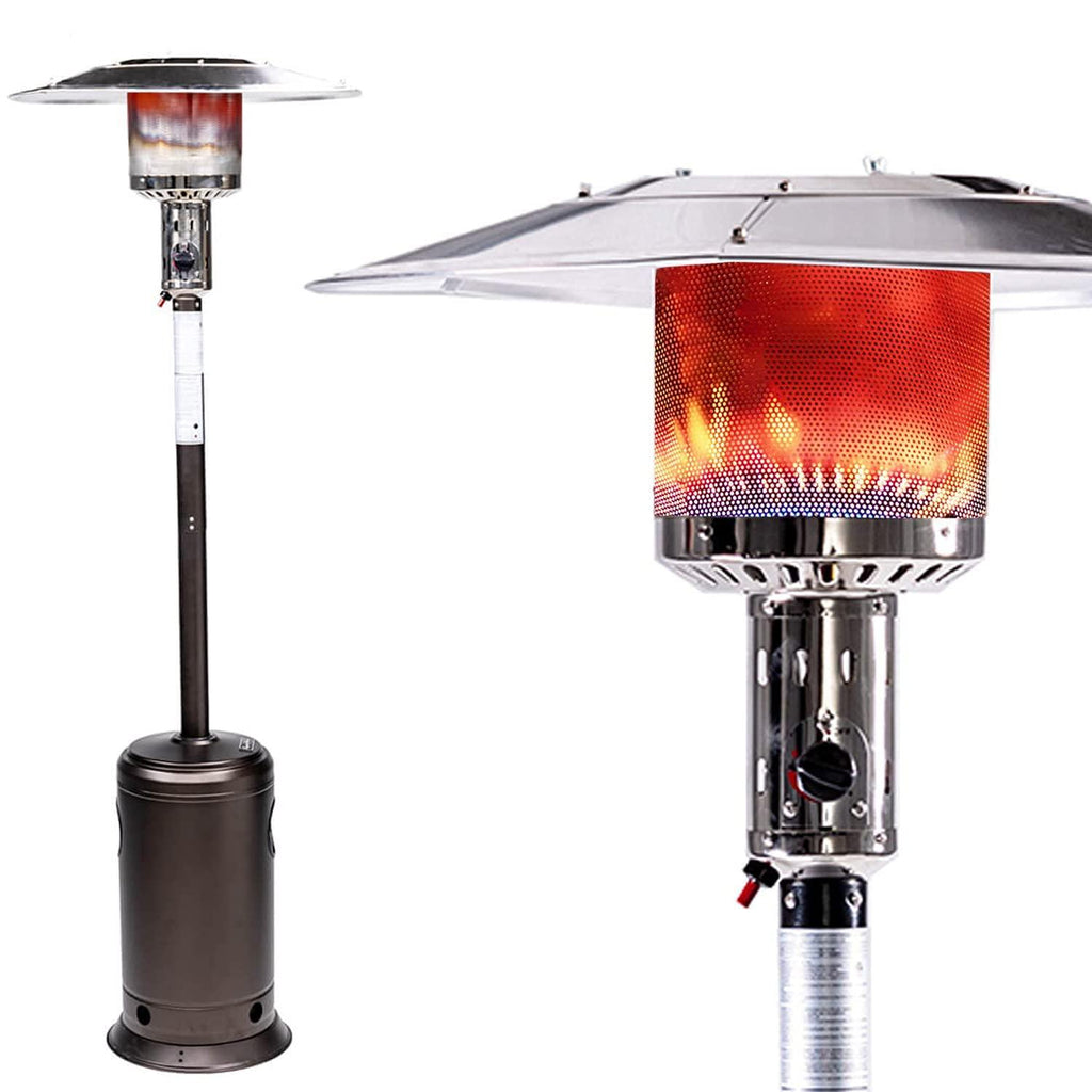 moonbody Outdoor Patio Propane with Portable Wheels 47,000 BTU 88 inch Standing Gas Outside Stainless Steel Commercial &amp; Residential Hammered Black for Party Restaurant Garden Yard-Smocha