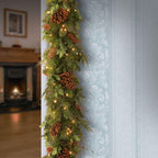 6' x 12" Pre-Lit Decorative Collection Juniper Mix Pine Artificial Christmas Garland - Warm white LED Lights