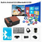 wireless android led projector blue-tooth full hd 1080p video hdmi office ppt tv