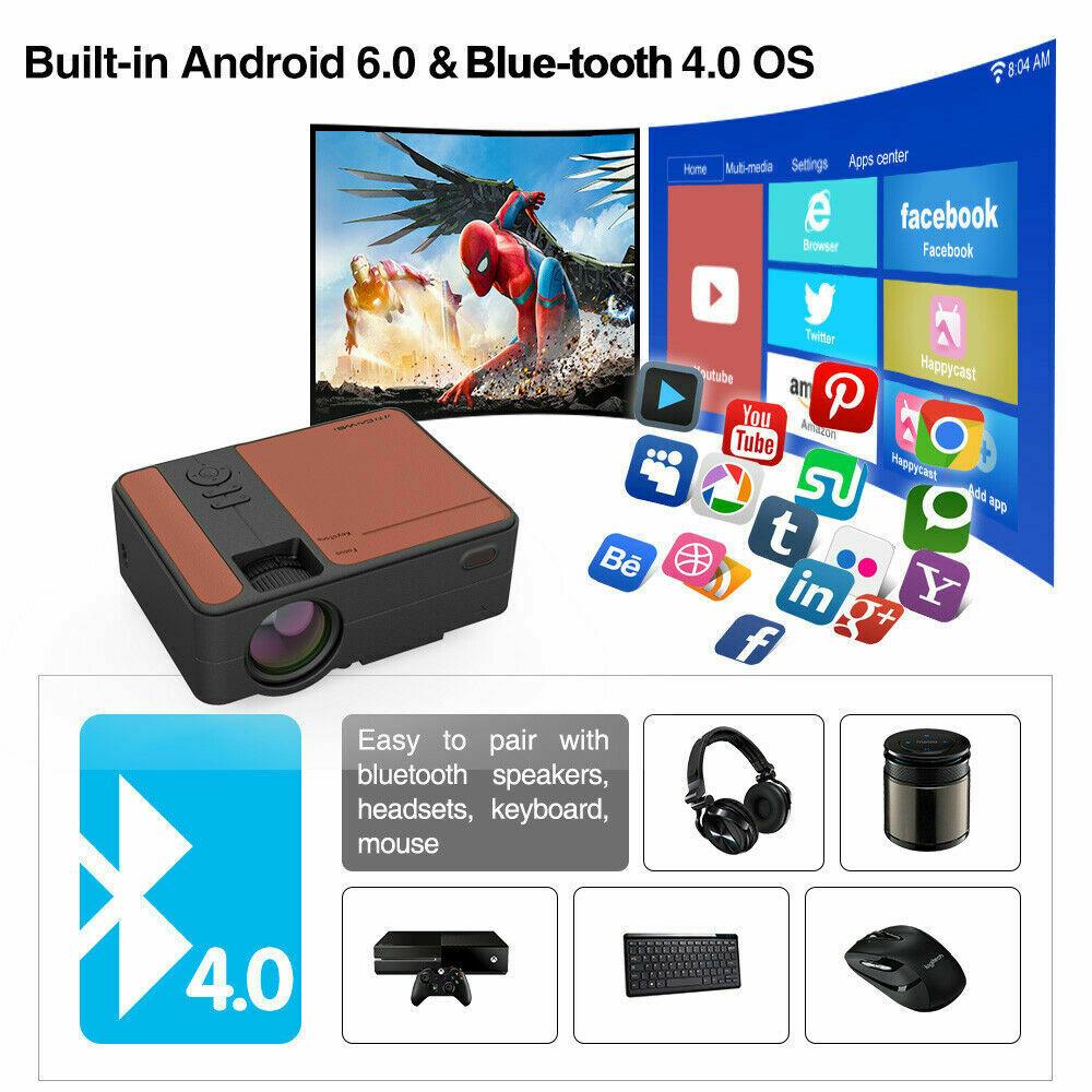 wireless android led projector blue-tooth full hd 1080p video hdmi office ppt tv