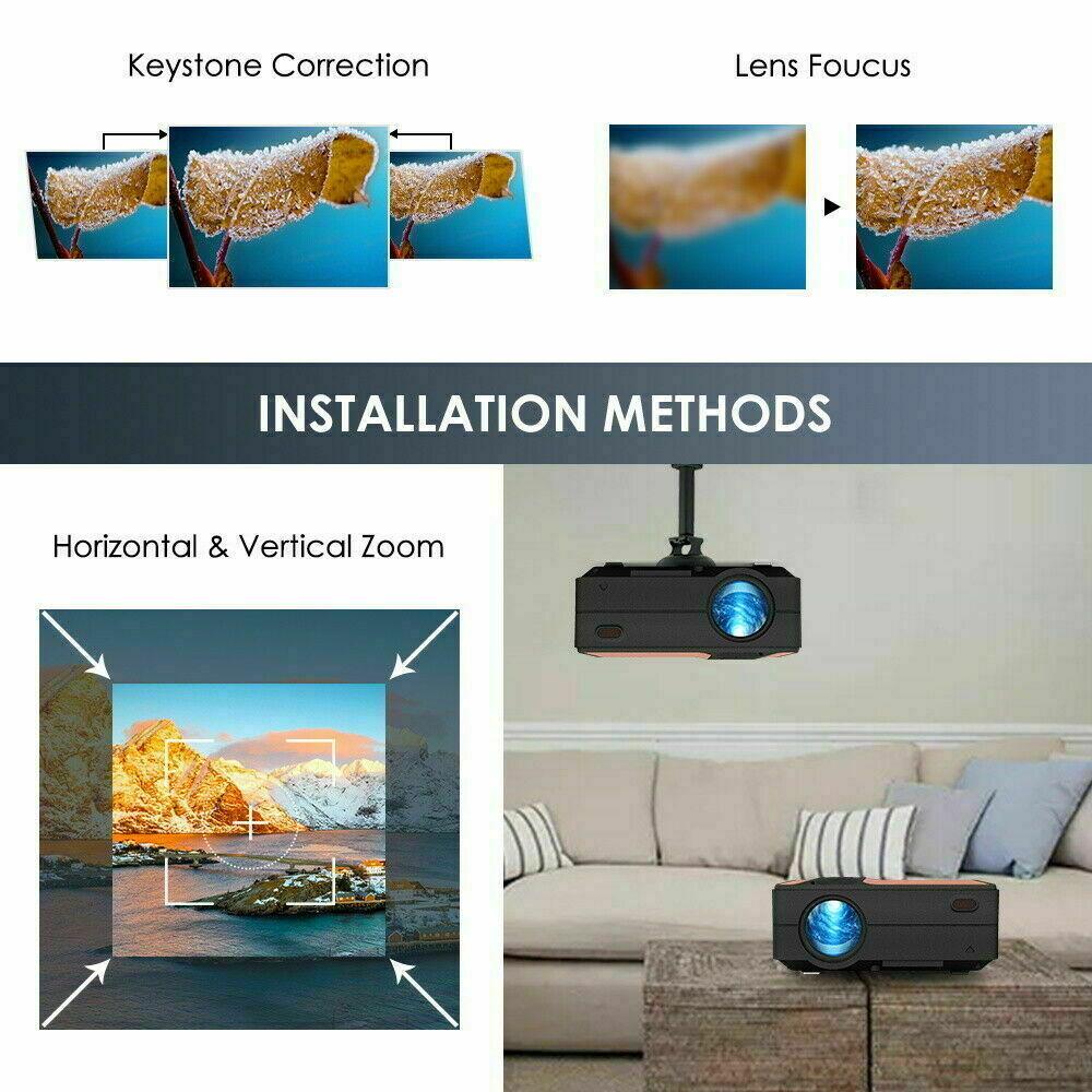wireless android led projector blue-tooth full hd 1080p video hdmi office ppt tv