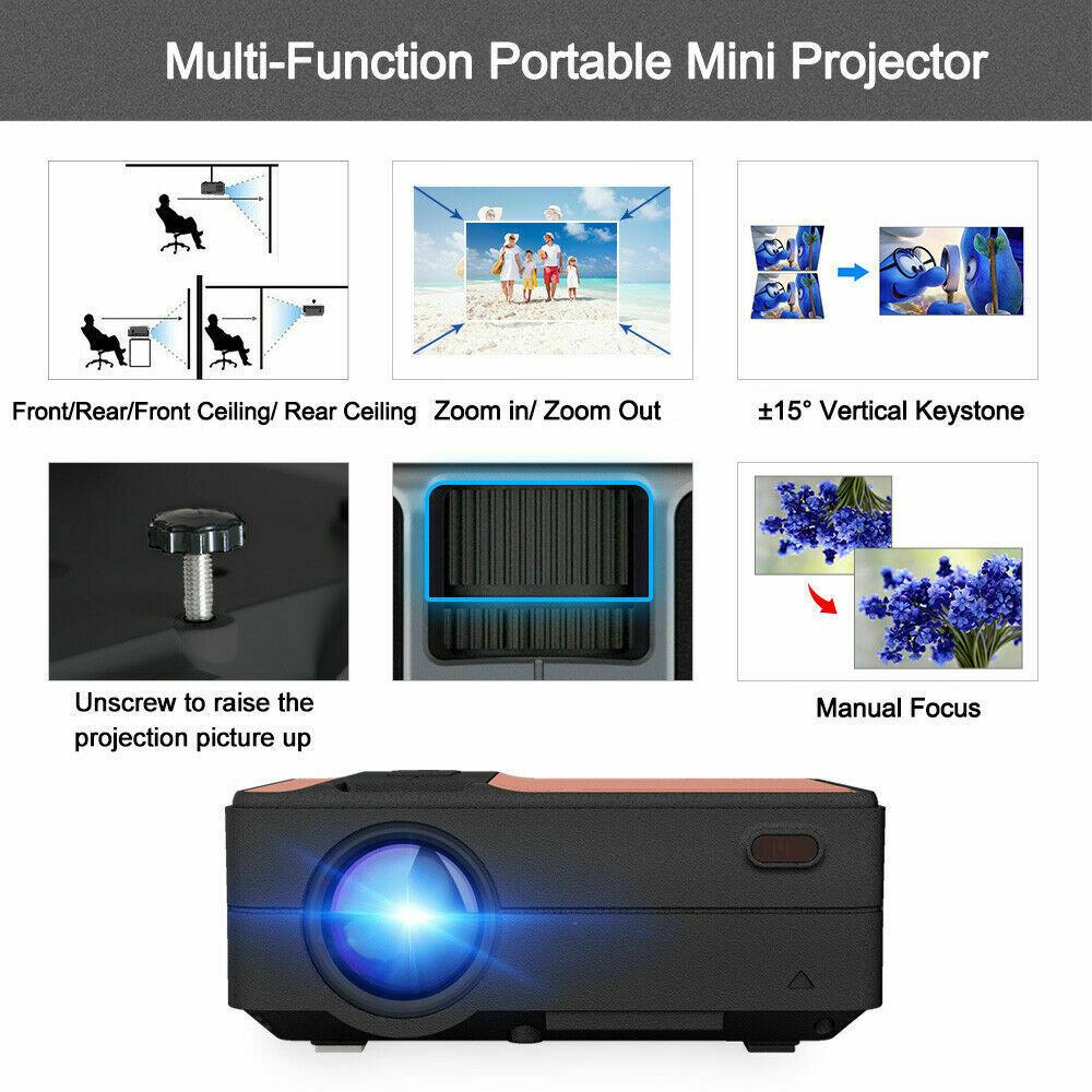 wireless android led projector blue-tooth full hd 1080p video hdmi office ppt tv