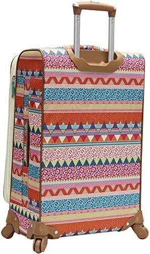 er Pattern Collection 3 Piece Luggage Set Lightweight Expandable Softside Suitcase With Spinner Wheels For Women-Travel Set includes 20 Inches Carry On, 24 Inch &amp; 28-Inch Checked Bag