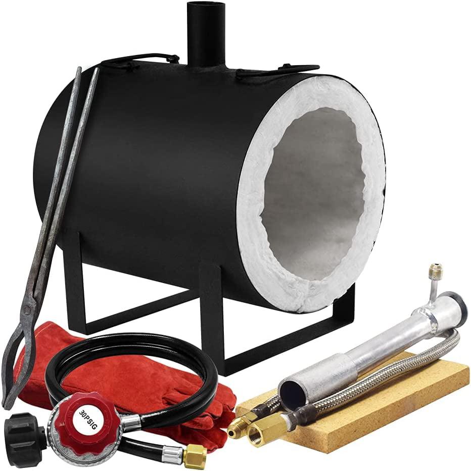 LEZHENQI Propane Forge TF9000 Portable Gas Forge Single Burner Knife Making Blacksmith Kit for Farrier Sword