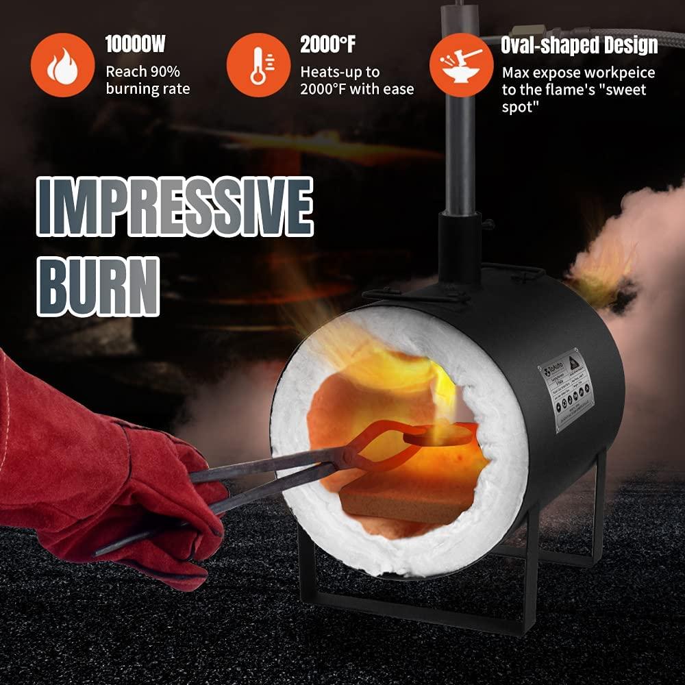 MAXZER Propane Forge Portable Gas Forge Single Burner Knife Making Blacksmith Kit for Farrier Sword