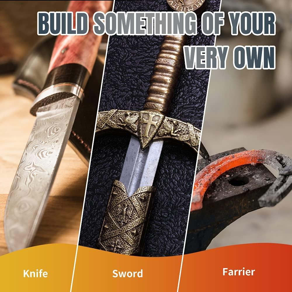 LEZHENQI Propane Forge TF9000 Portable Gas Forge Single Burner Knife Making Blacksmith Kit for Farrier Sword