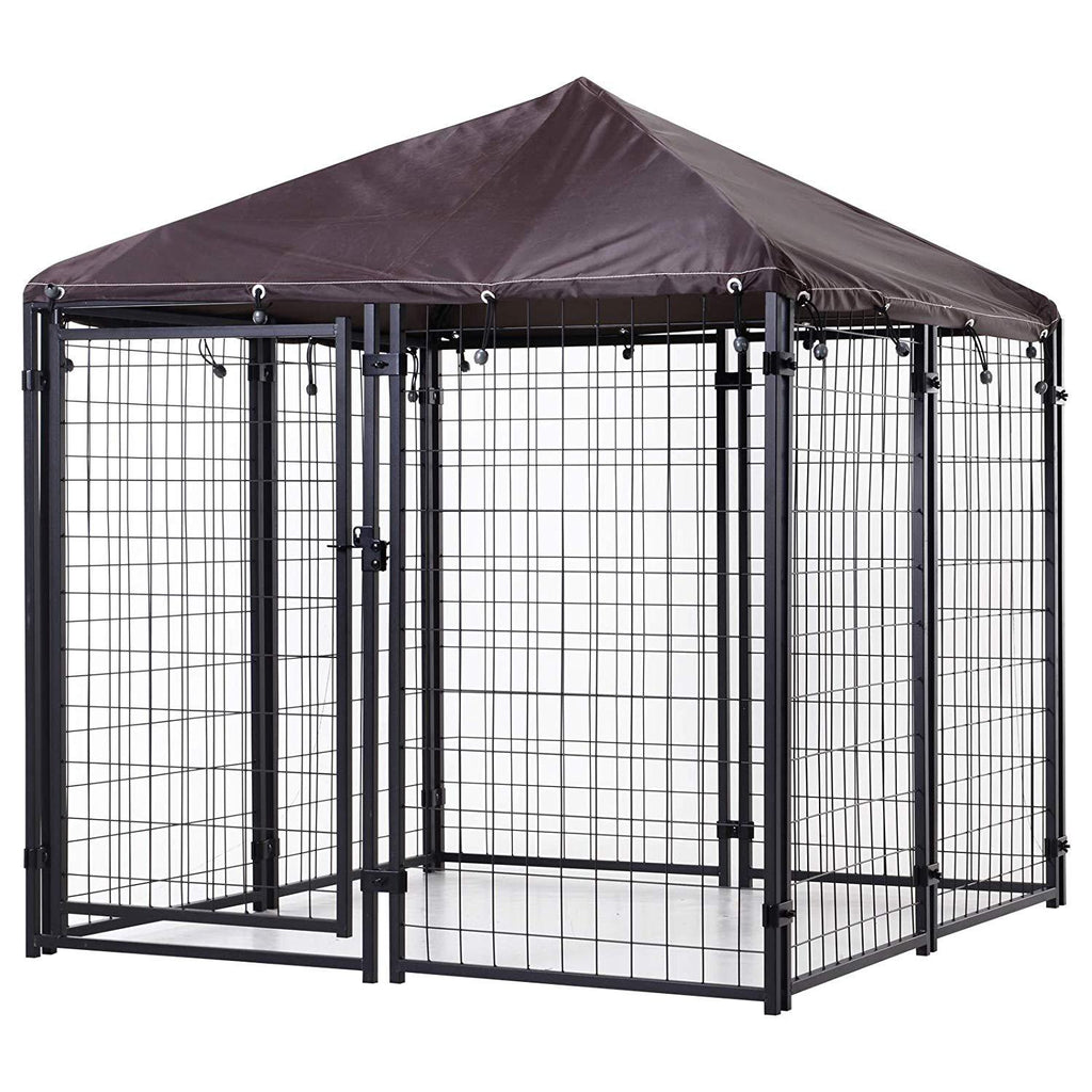 PawHut Lockable Dog House Kennel with Water-Resistant Roof for Small and Medium Small Sized Pets