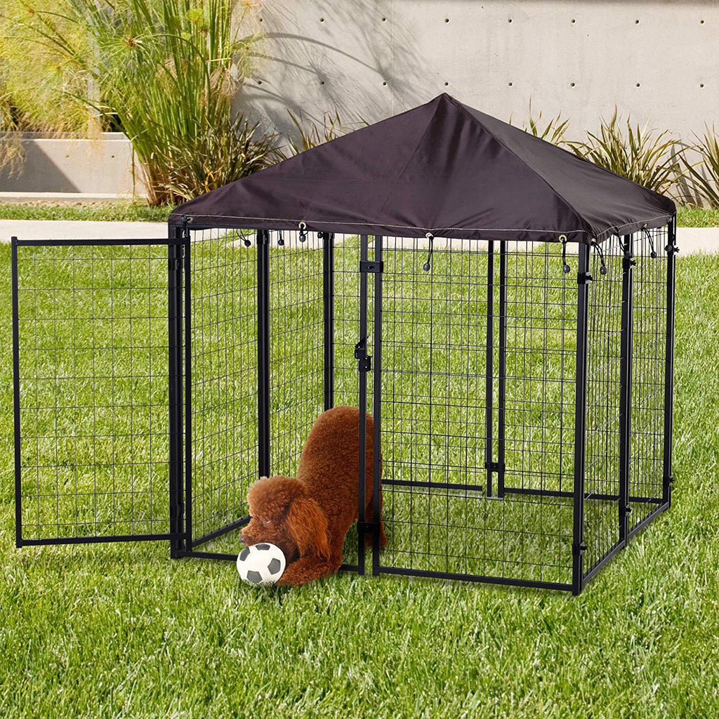 PawHut Lockable Dog House Kennel with Water-Resistant Roof for Small and Medium Small Sized Pets