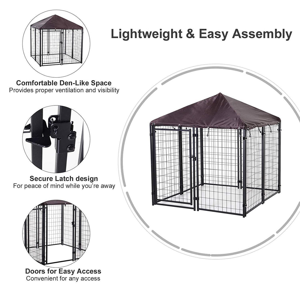 PawHut Lockable Dog House Kennel with Water-Resistant Roof for Small and Medium Small Sized Pets