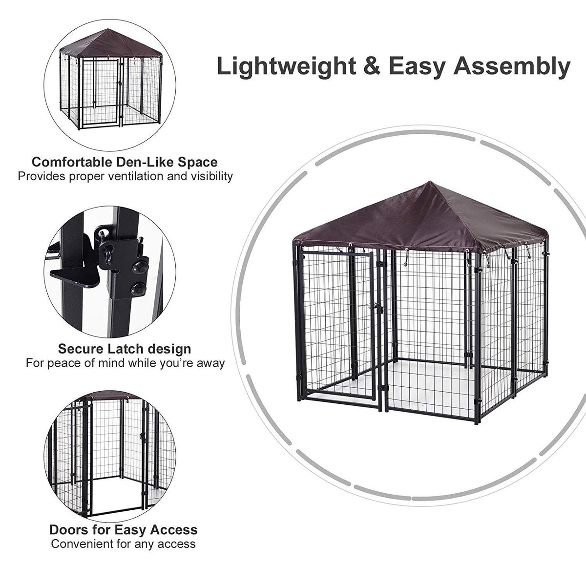 PawHut Lockable Dog House Kennel with Water-Resistant Roof for Small and Medium Small Sized Pets