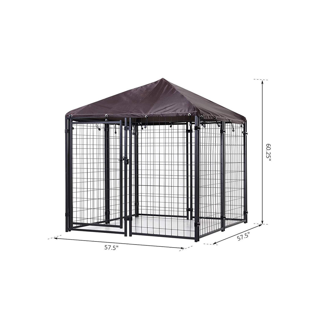 PawHut Lockable Dog House Kennel with Water-Resistant Roof for Small and Medium Small Sized Pets
