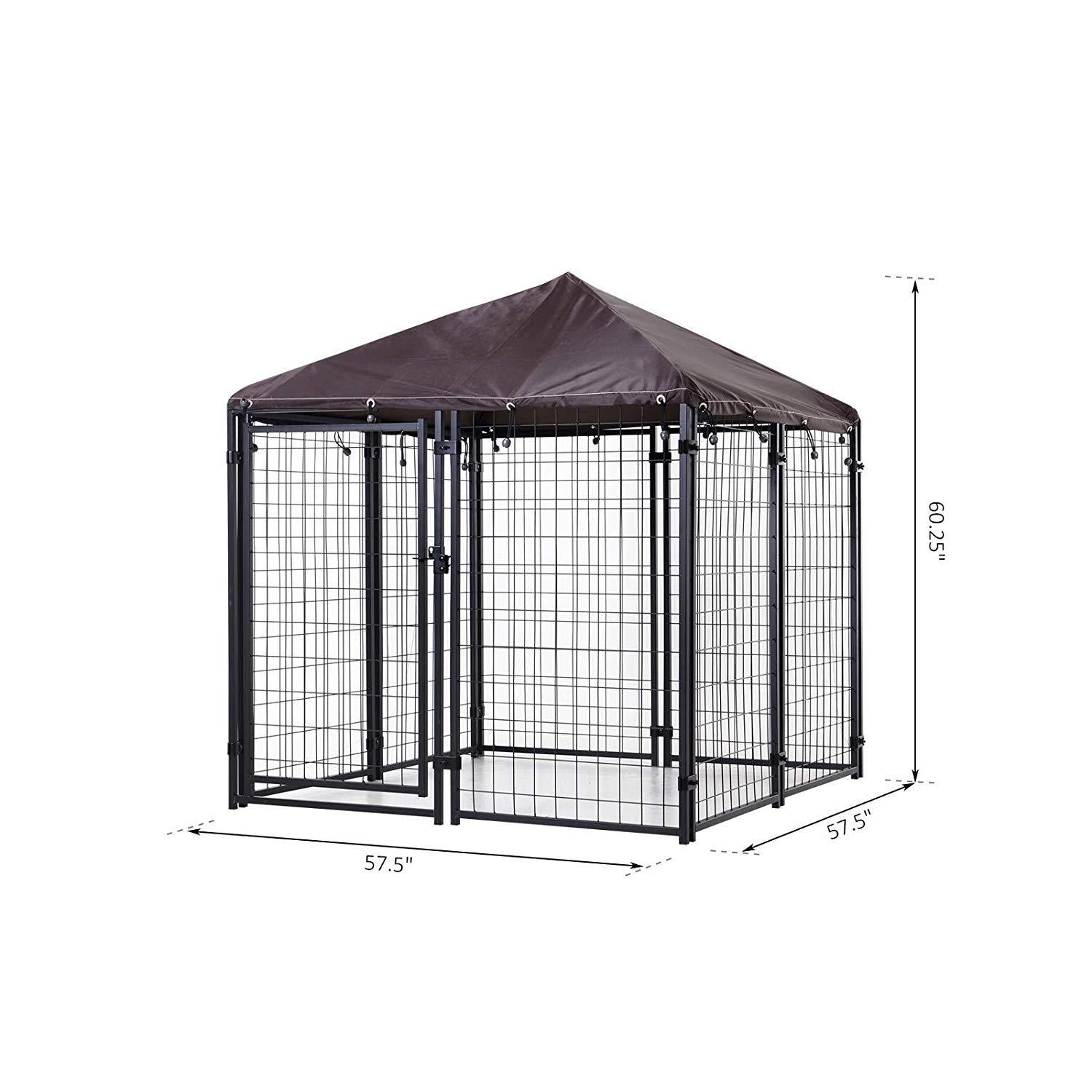 PawHut Lockable Dog House Kennel with Water-Resistant Roof for Small and Medium Small Sized Pets