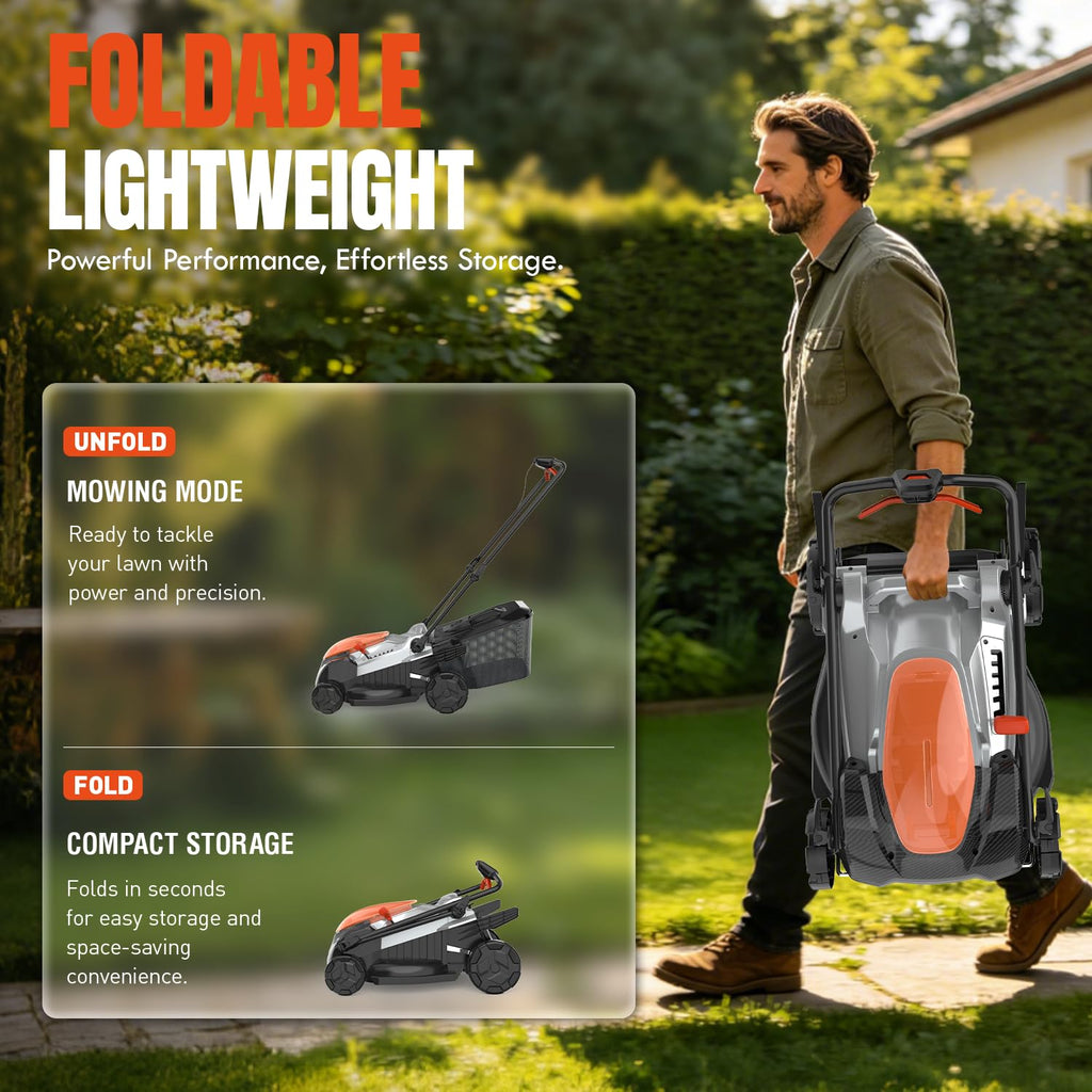 18 Inch Brushless Lawn Mower, 40V Cordless Electric Mower with 6-Position Height Adjustment, Push Mower for Garden Yards, 2×5.0Ah Batteries &amp; Charger Included