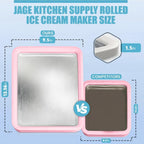 Extra LarRolled Ice Cream Maker (14"x10") - Make  IceCream w/Family - Manual Roll Your Own IceCream - Roll Ice Cream Tray (Light Pink)