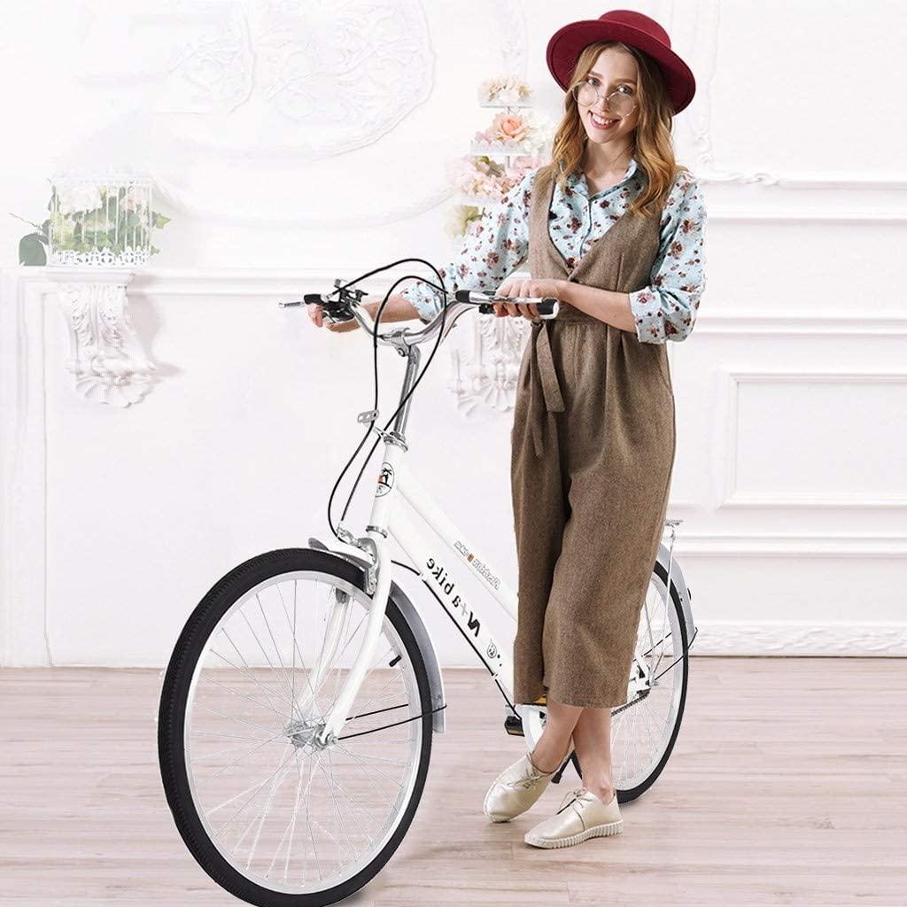 Micozy Women Bike Beach Cruiser Bike 24 Inch Retro Bicycle Classic Bicycle Commuter Bicycle with Ring Bell and Comfortable Seats &amp; Back Seats Fits 4'8''-5'10'' [US in Stock]