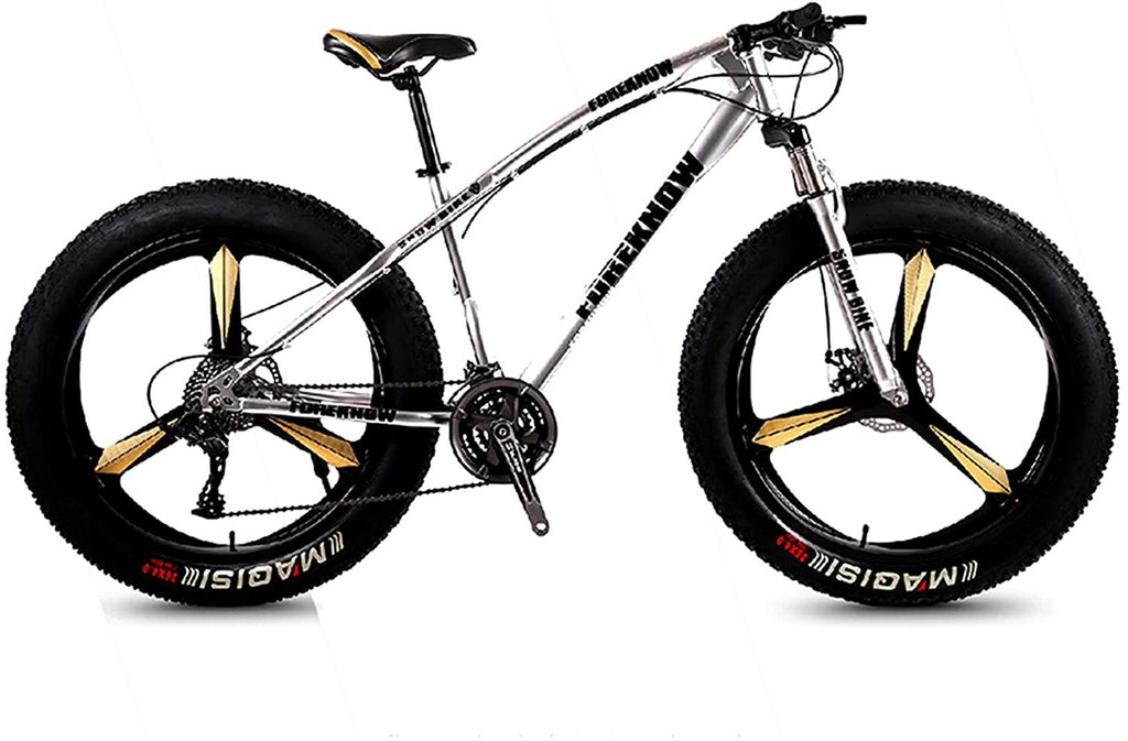 CHICAI Student Bike Adult 26-inch High-Carbon Beach Snow Fat Bike Mountain Cross-Country Steel Ultra-Wide Tire Sports Bike 21-30speed Low-Speed Racing (Size : 24-Speed)
