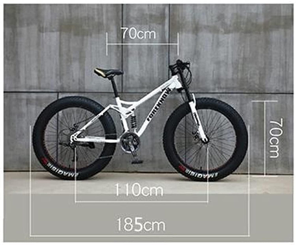 CHICAI Student Bike Adult 26-inch High-Carbon Beach Snow Fat Bike Mountain Cross-Country Steel Ultra-Wide Tire Sports Bike 21-30speed Low-Speed Racing (Size : 24-Speed)