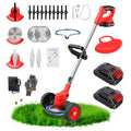 24V Electric Weed Wacker with Wheels, Grass Trimmer Cordless, 3 in 1 Weed Eater Battery Powered with 2pcs Batteries &amp; Charger, Weed Trimmer/Brush Cutter/Edger Lightweight for Lawn &amp; Yard