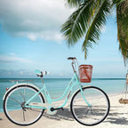 Womens Cruiser Bike 26 Inch Beach Cruiser Bike Classic Retro Bicycle Road Bikes, Single Speed Bicycle Commuter Bicycle High-Carbon Steel Frame, Front Basket, Rear Racks