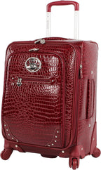Croco PVC er Luggage - 4 Piece Softside Expandable Lightweight Spinner Suitcases - Travel Set includes a Dowel and Shopper Bags, 20-Inch Carry On &amp; 28-Inch Suitcase (Burgundy)