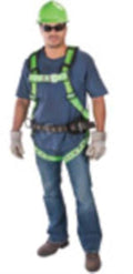 MSA 10063656 Technacurv Construction Harness, Qwik-Fit Chest Buckle, Tongue Buckles Leg Strap, X-Large, Green