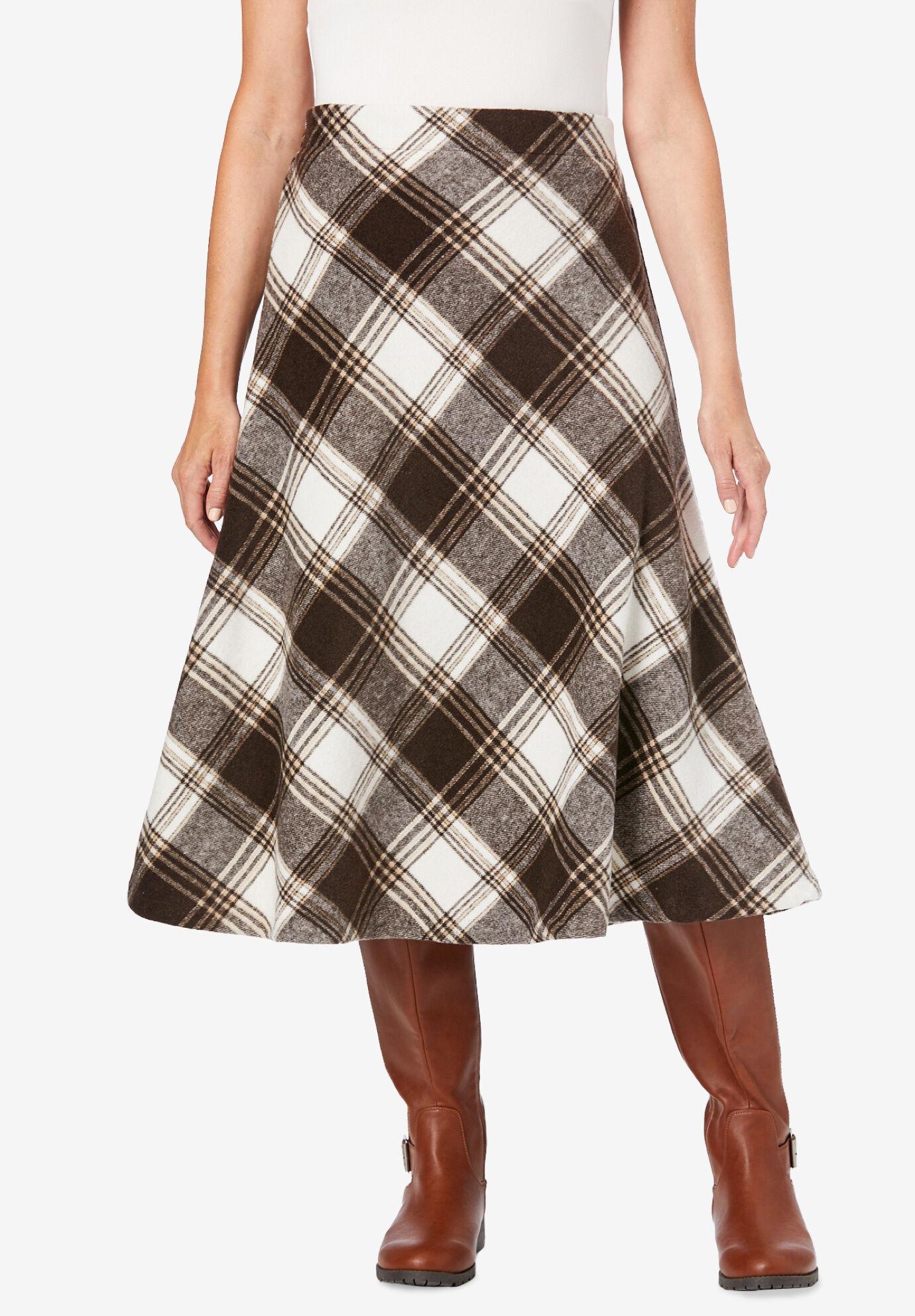 back-elastic plaid skirt