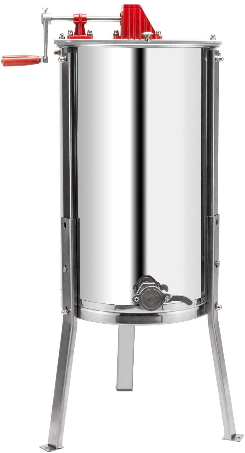 vingli 2 frames manual honey extractor separator, food grade stainless steel honeycomb spinner drum crank by hand with adjustable height stands, beekeeping pro extraction apiary centrifuge equipment