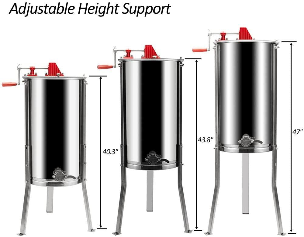 vingli 2 frames manual honey extractor separator, food grade stainless steel honeycomb spinner drum crank by hand with adjustable height stands, beekeeping pro extraction apiary centrifuge equipment